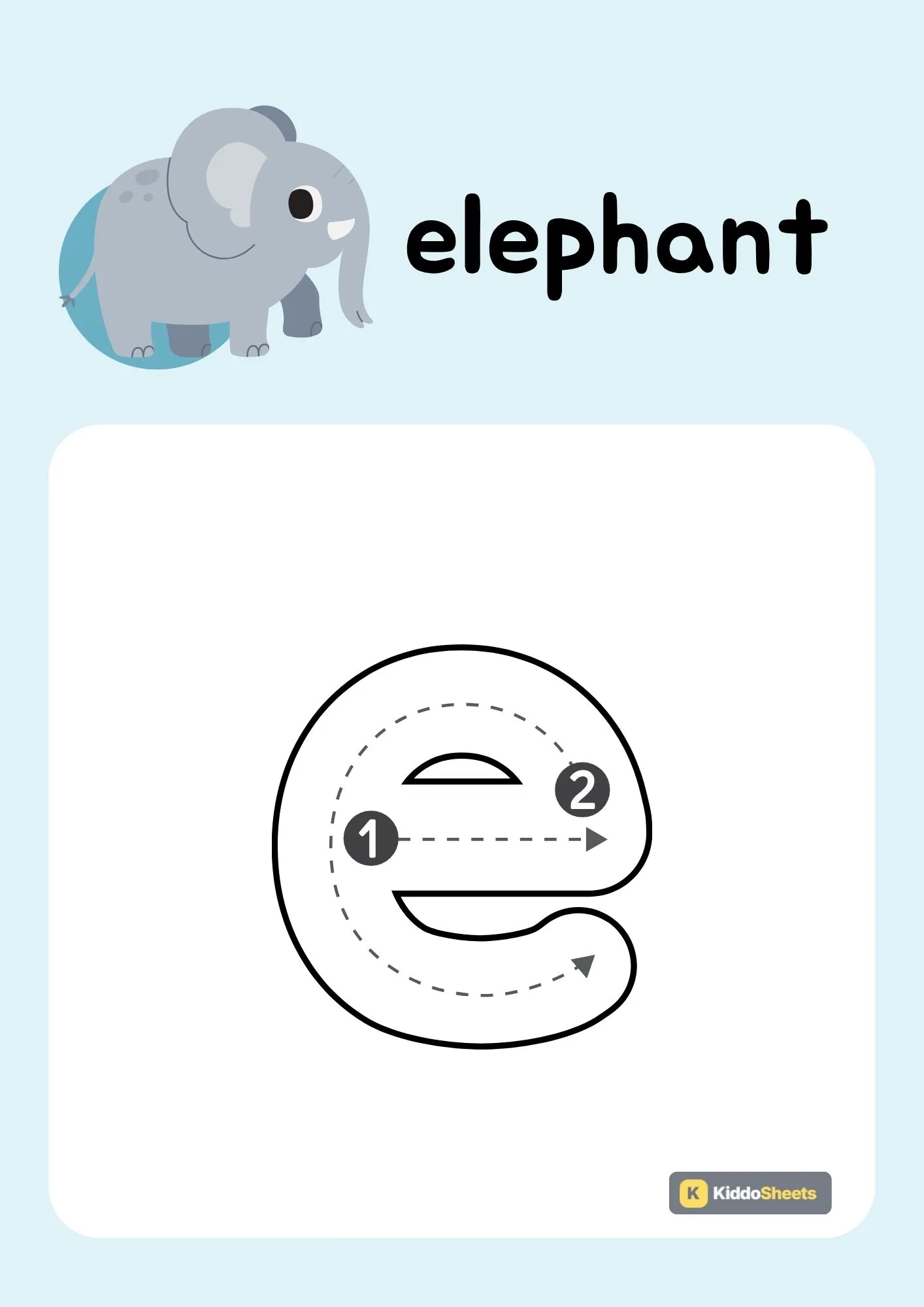 Animals Alphabet (e) Lowercase Tracing Activities