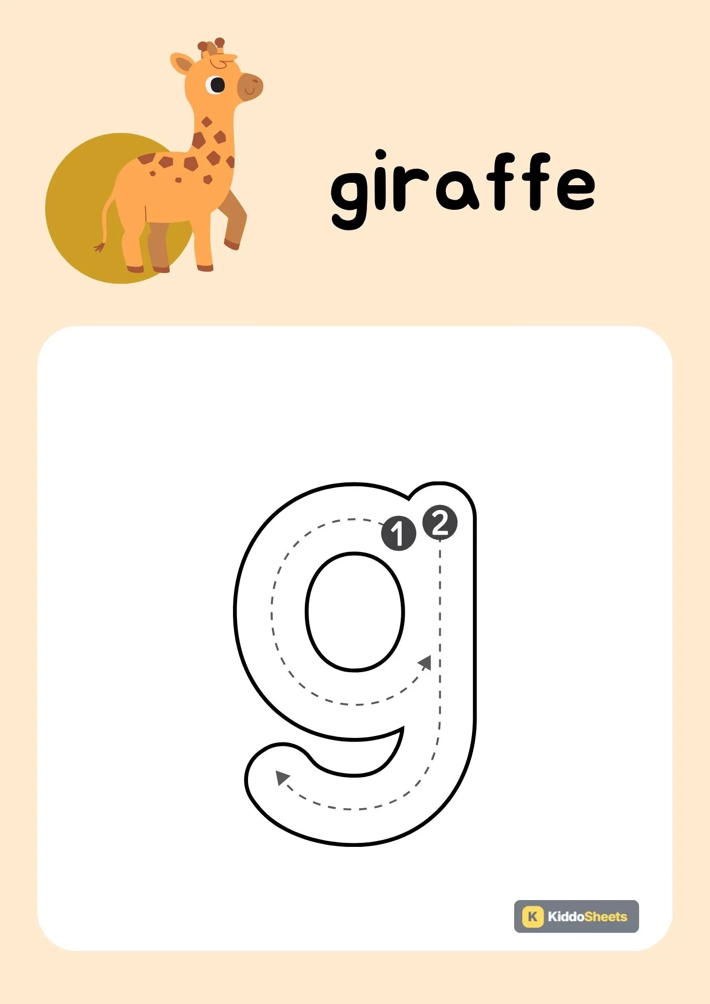 Animals Alphabet (g) Lowercase Tracing Activities