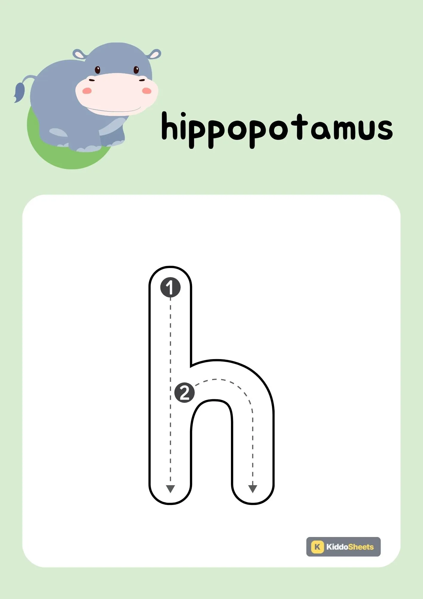 Animals Alphabet (h) Lowercase Tracing Activities