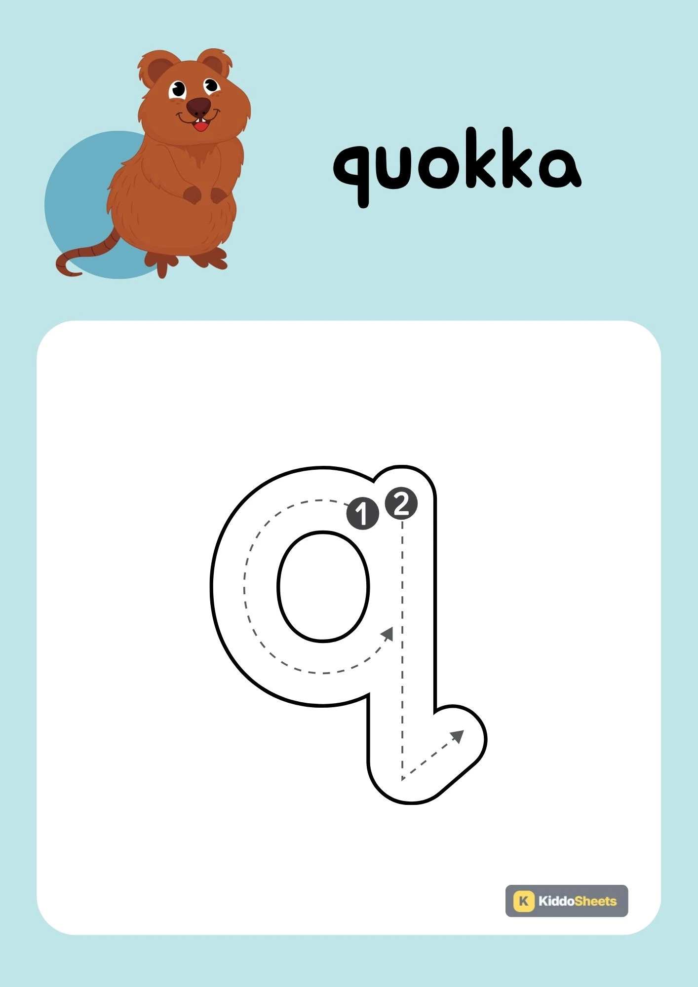 Animals Alphabet (q) Lowercase Tracing Activities