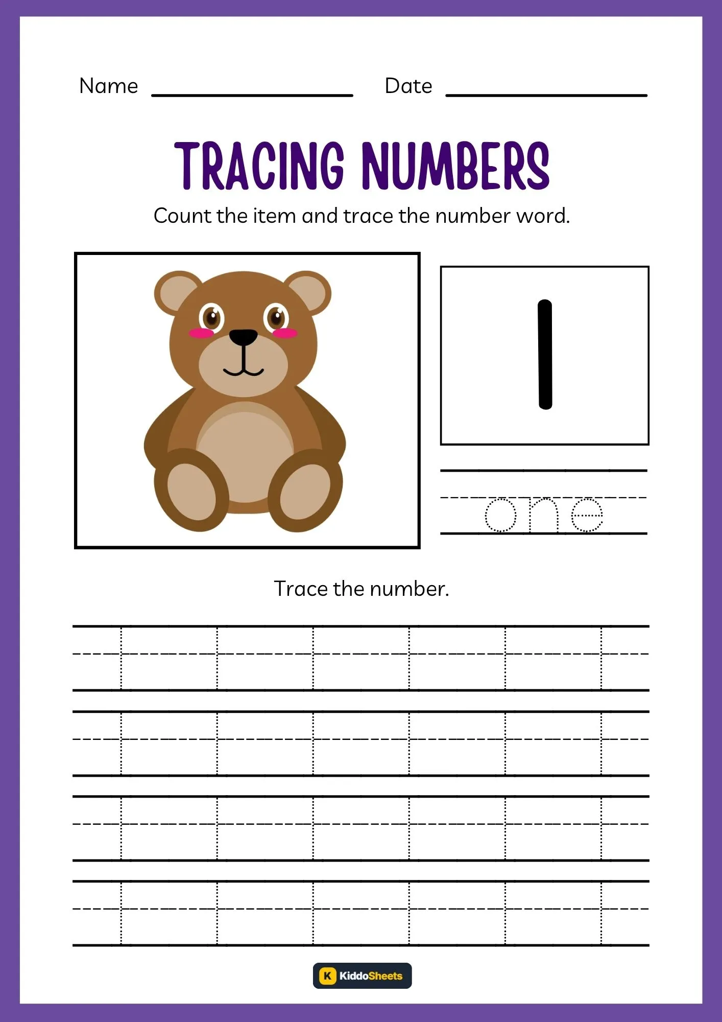 Count and Tracing Number 1 Worksheets