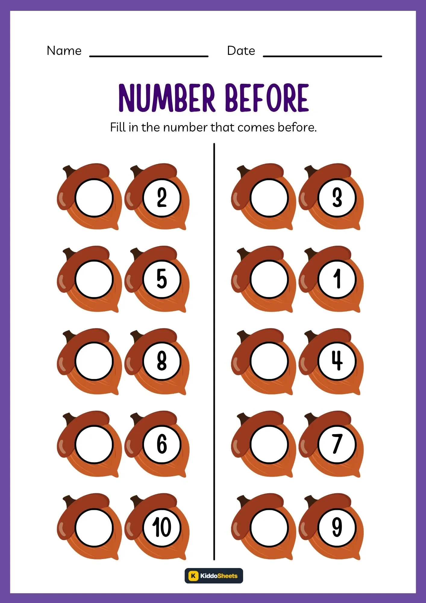 Fill in The Number That Come Before (Nut)