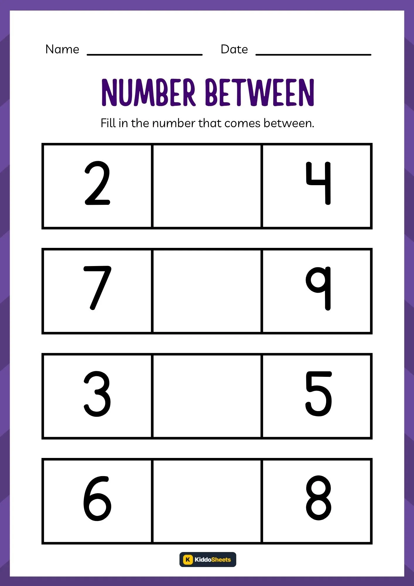 Fill in The Number That Comes Between 1