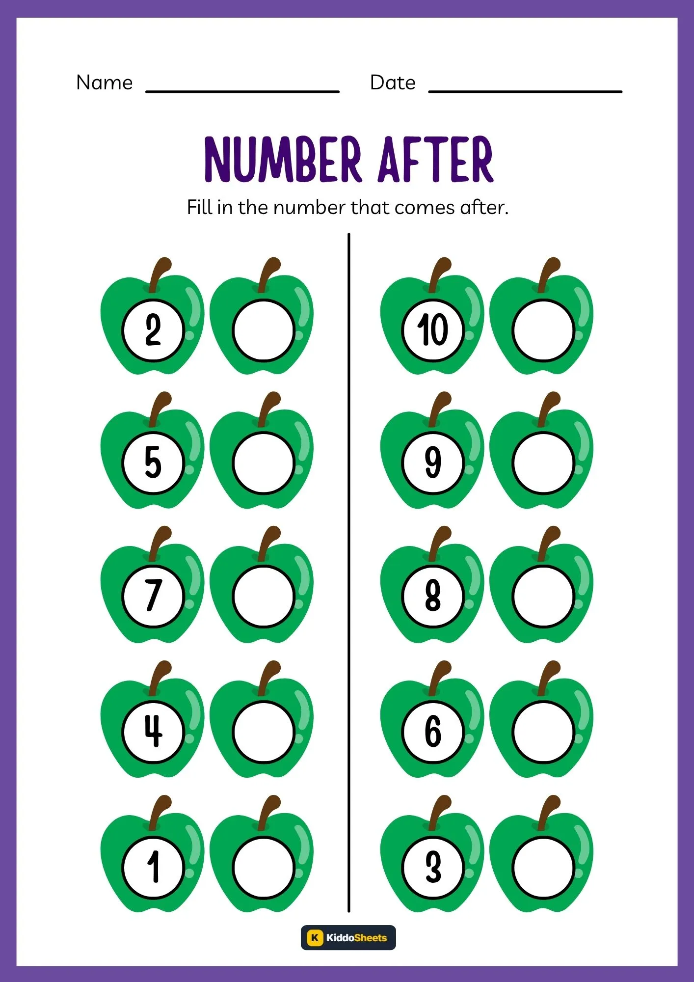 Fill in The Number That Come After (Apple)