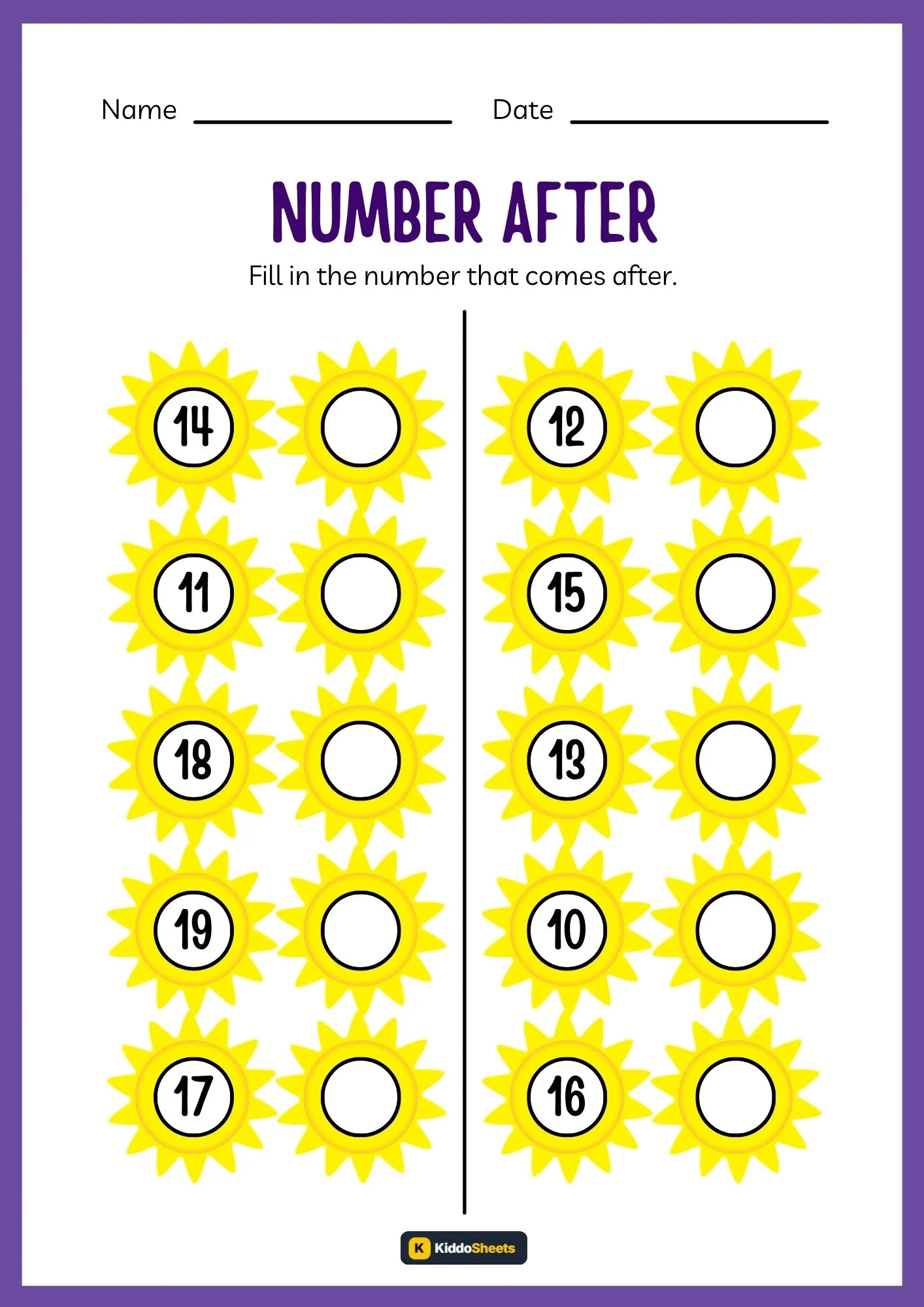 Fill in The Number That Come After (Sun)