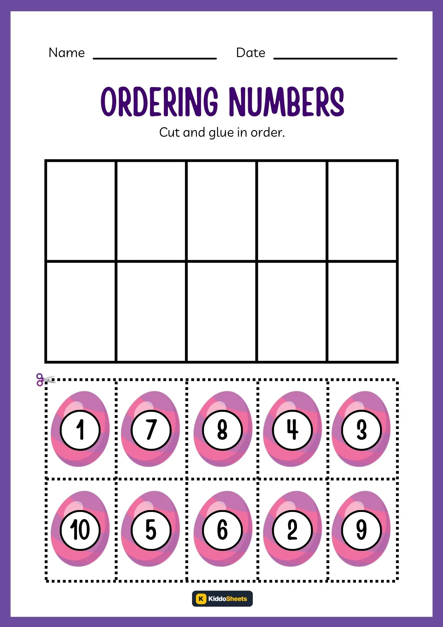 Cut and Glue Ordering Numbers (Egg)