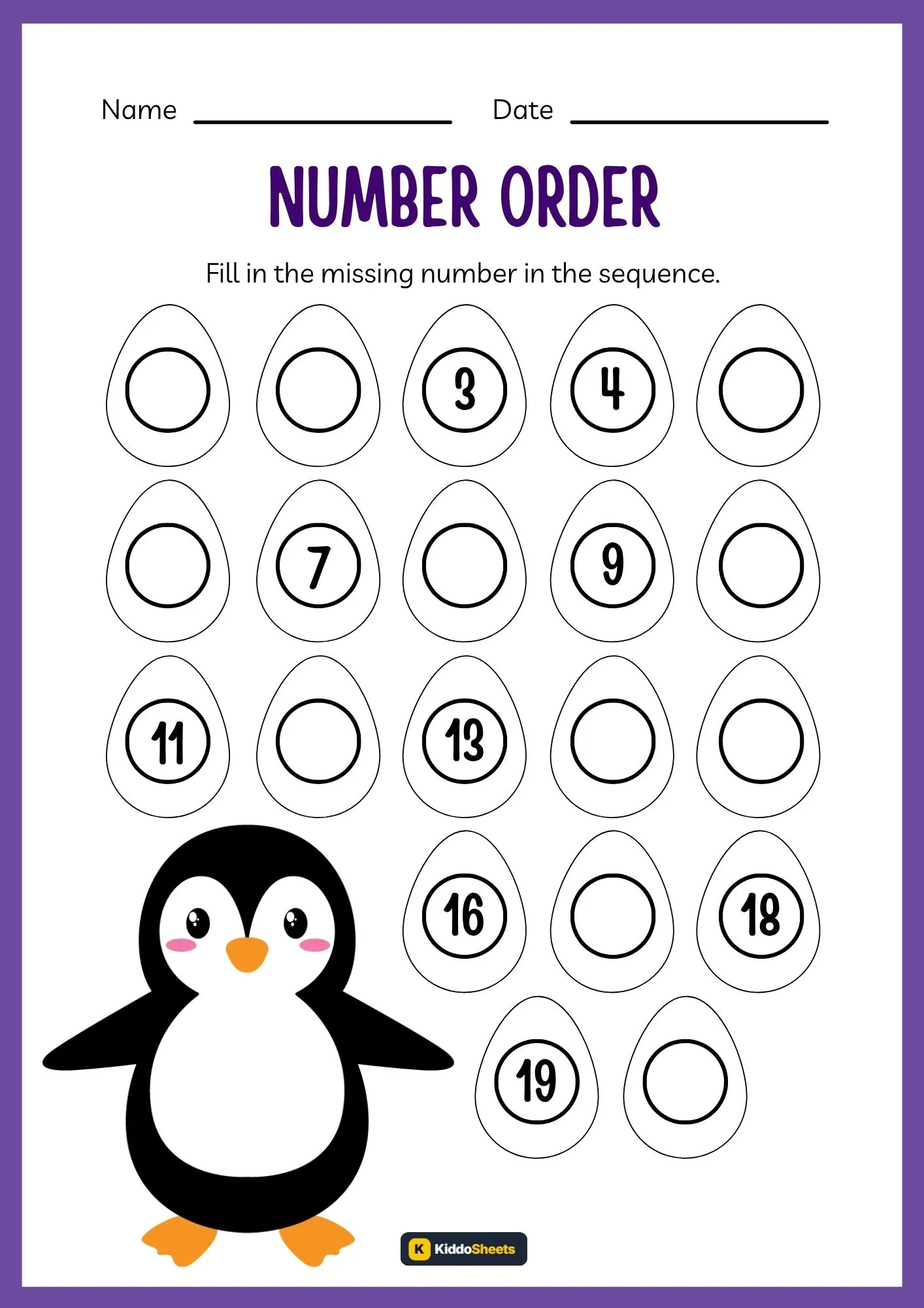 Fill in The Missing Number (Penguin)
