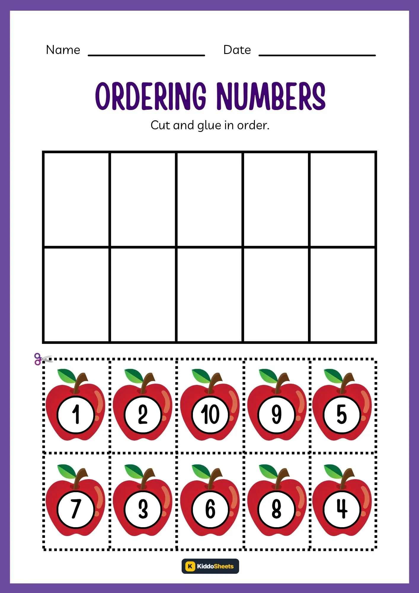 Cut and Glue Ordering Numbers (Apple)