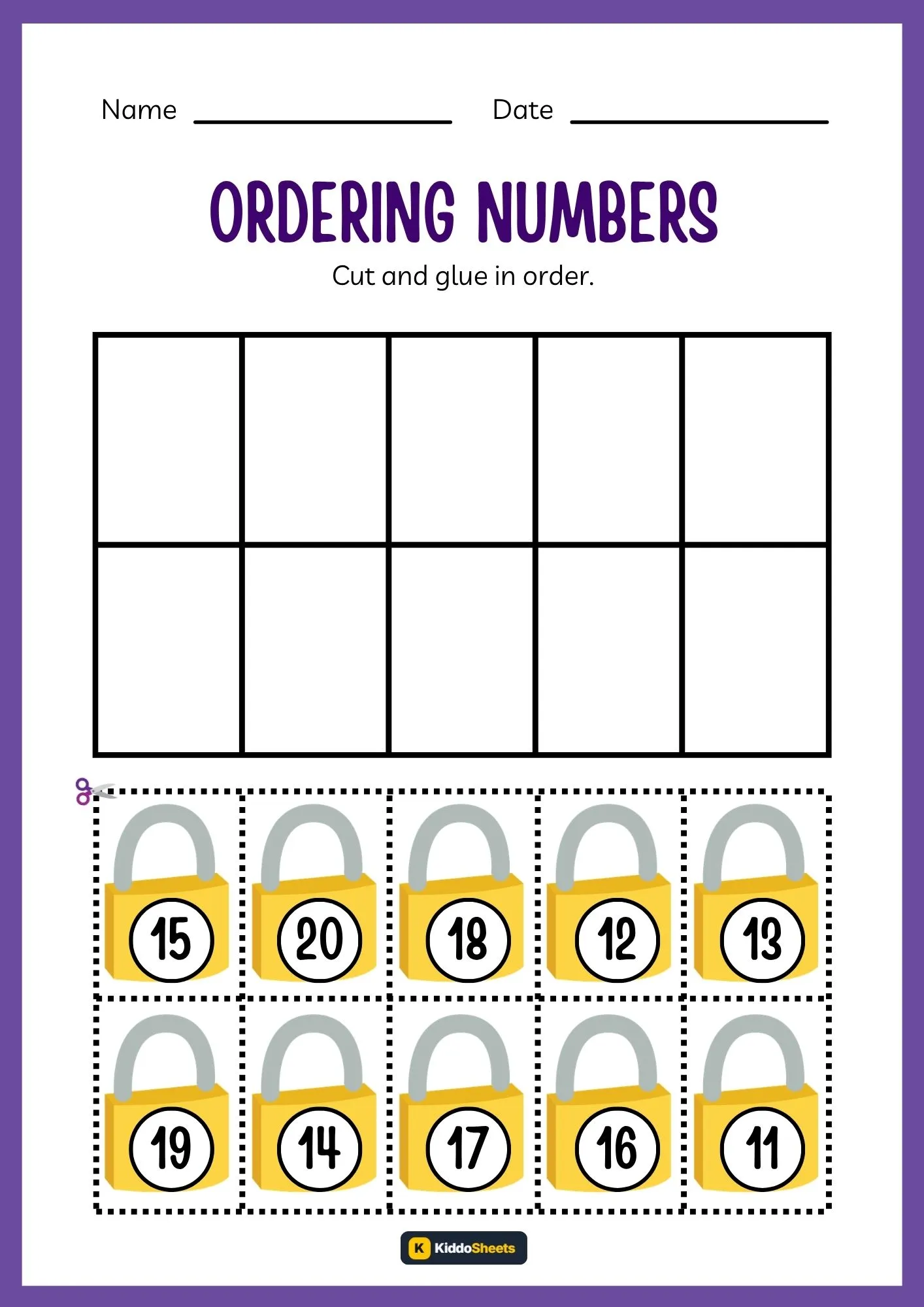 Cut and Glue Ordering Numbers Lock