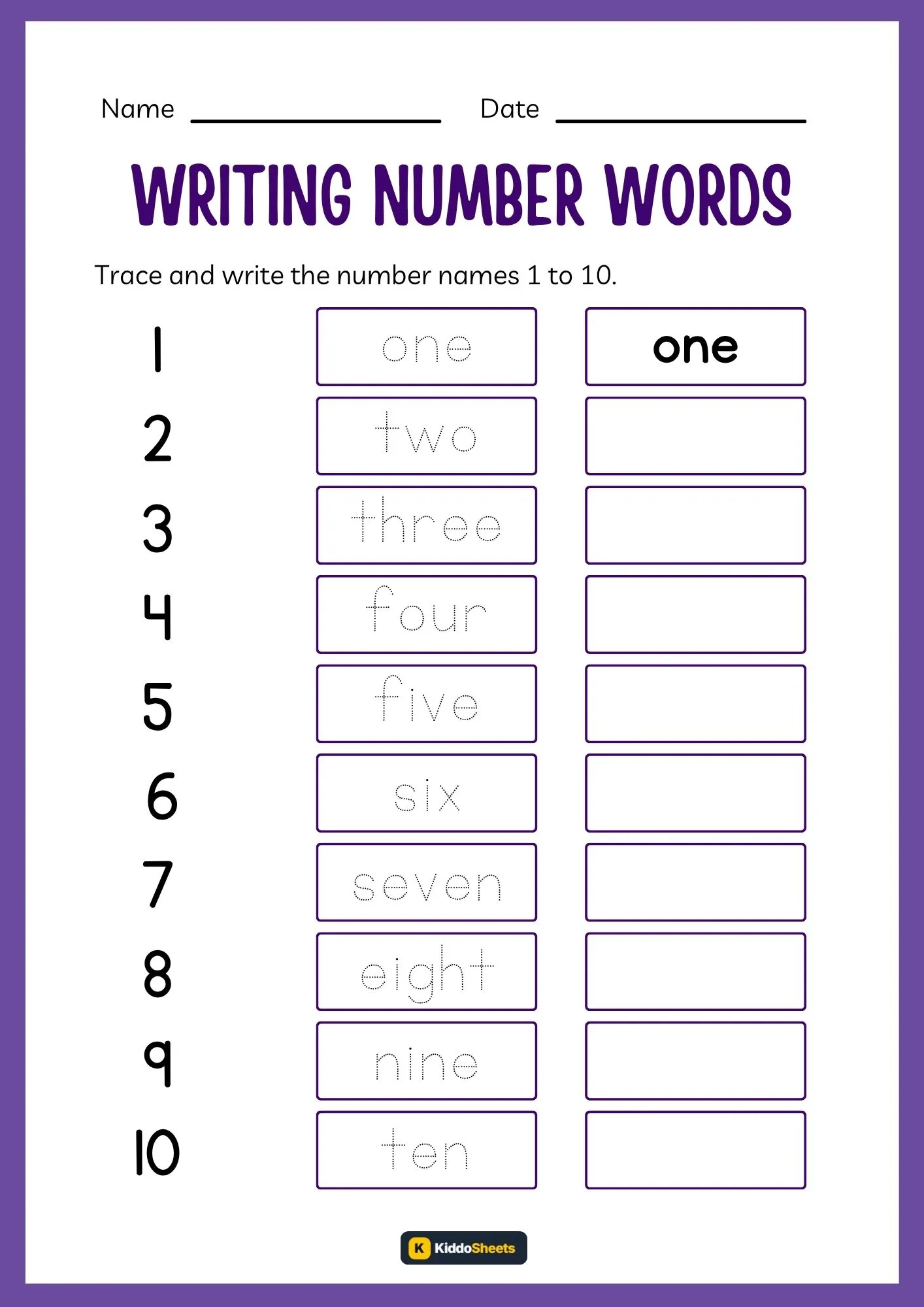 Trace and Write Number 1 - 10
