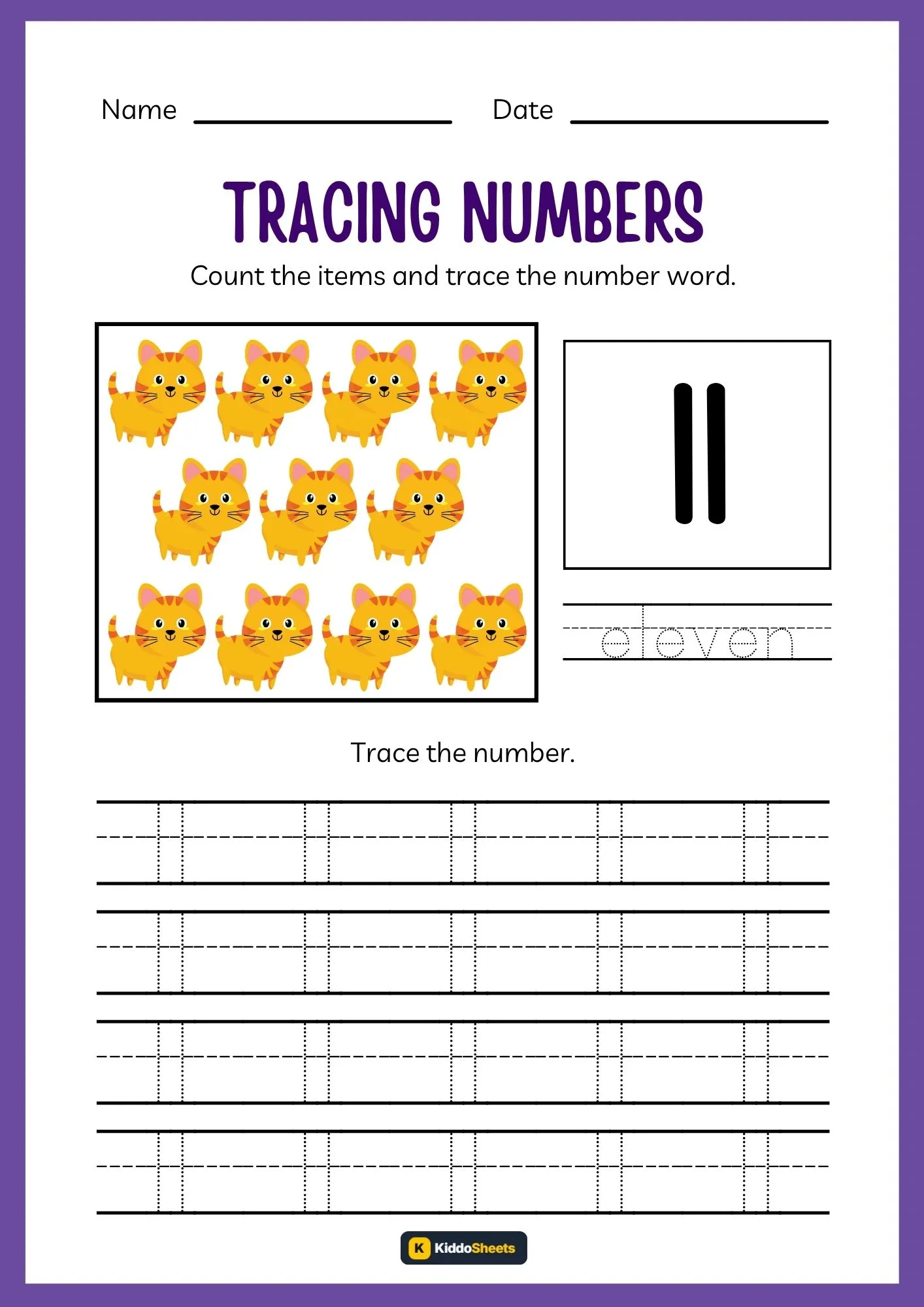 Count and Trace Number 11 Worksheets