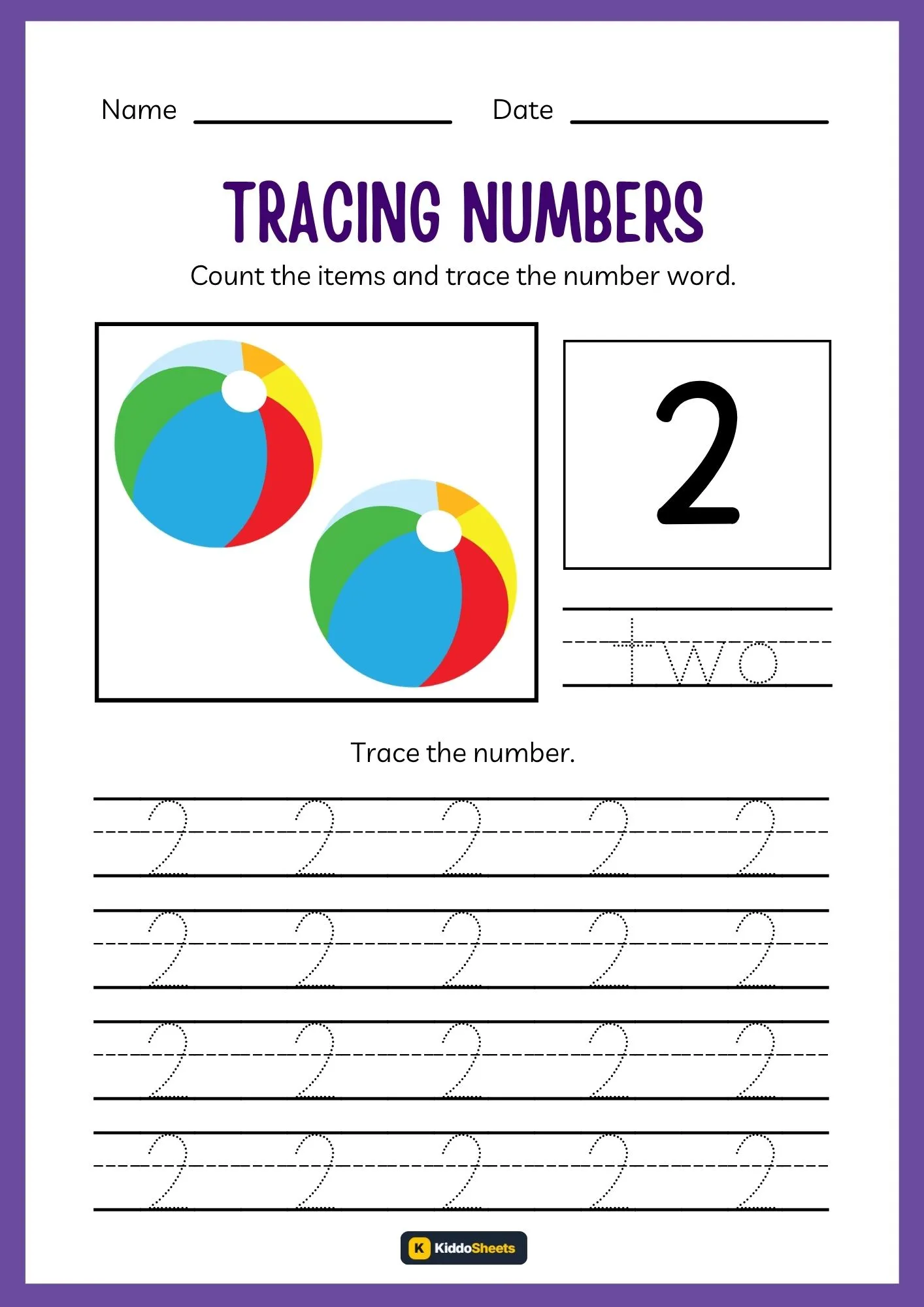 Count and Trace Number 2 Worksheets