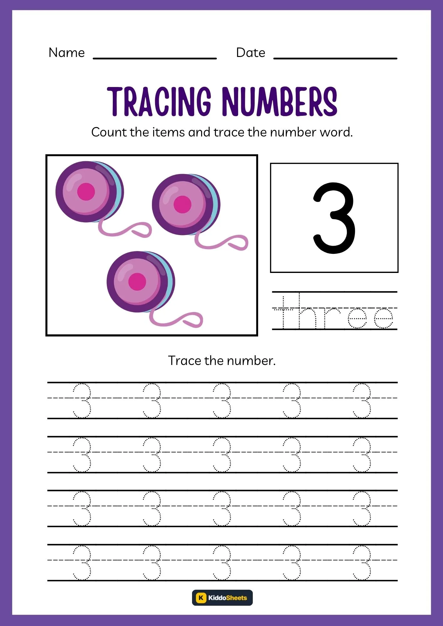 Count and Trace Number 3 Worksheets