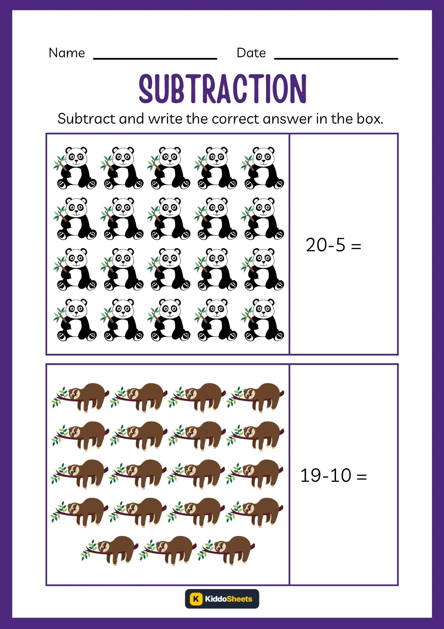 Subtract and Write the Correct Answer Worksheets (19)