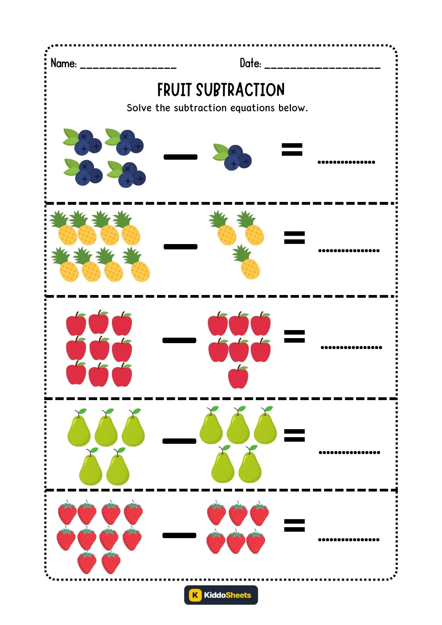 Subtract and Write the Correct Answer Worksheets (21)