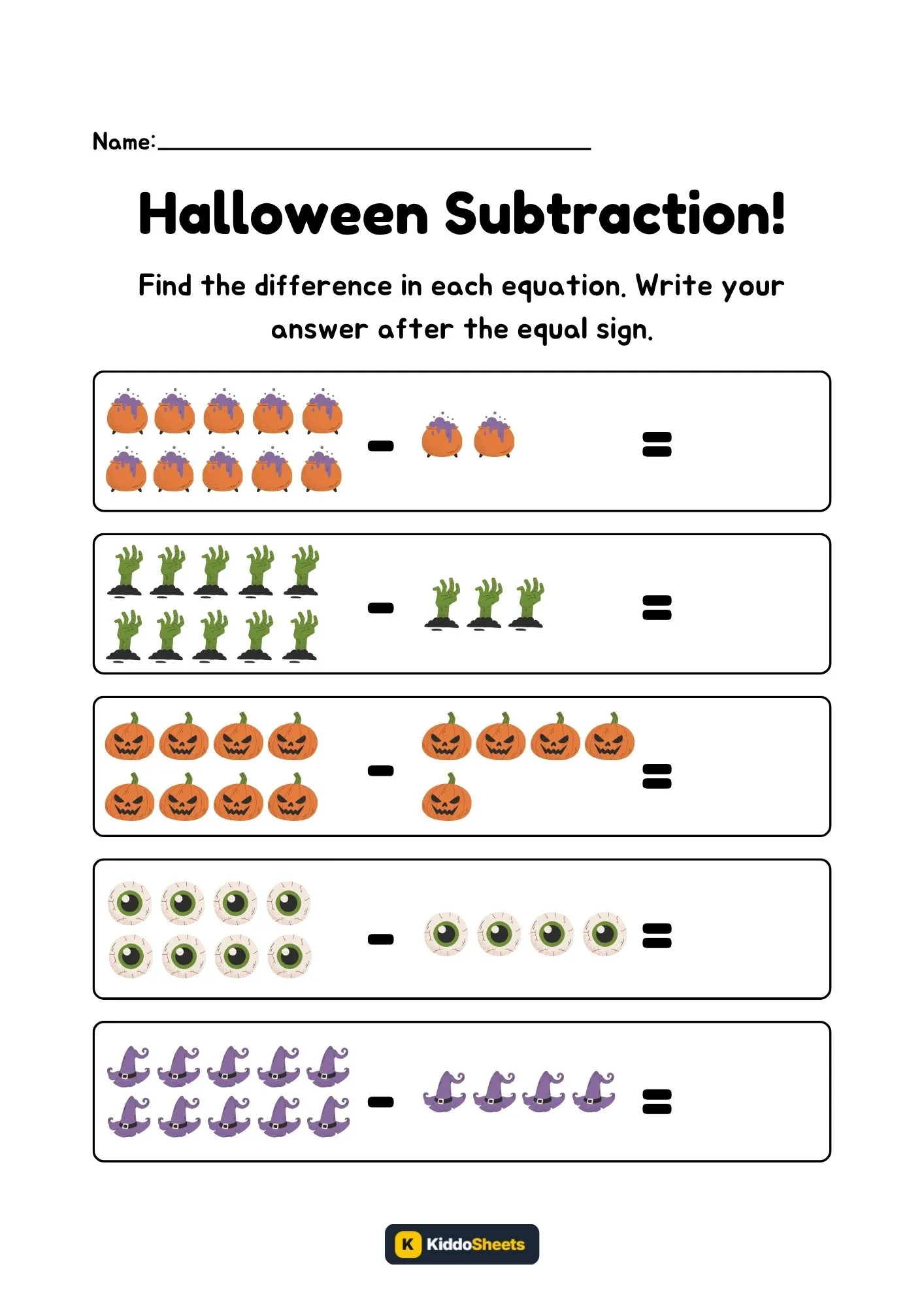 Subtract and Write the Correct Answer Worksheets (25)