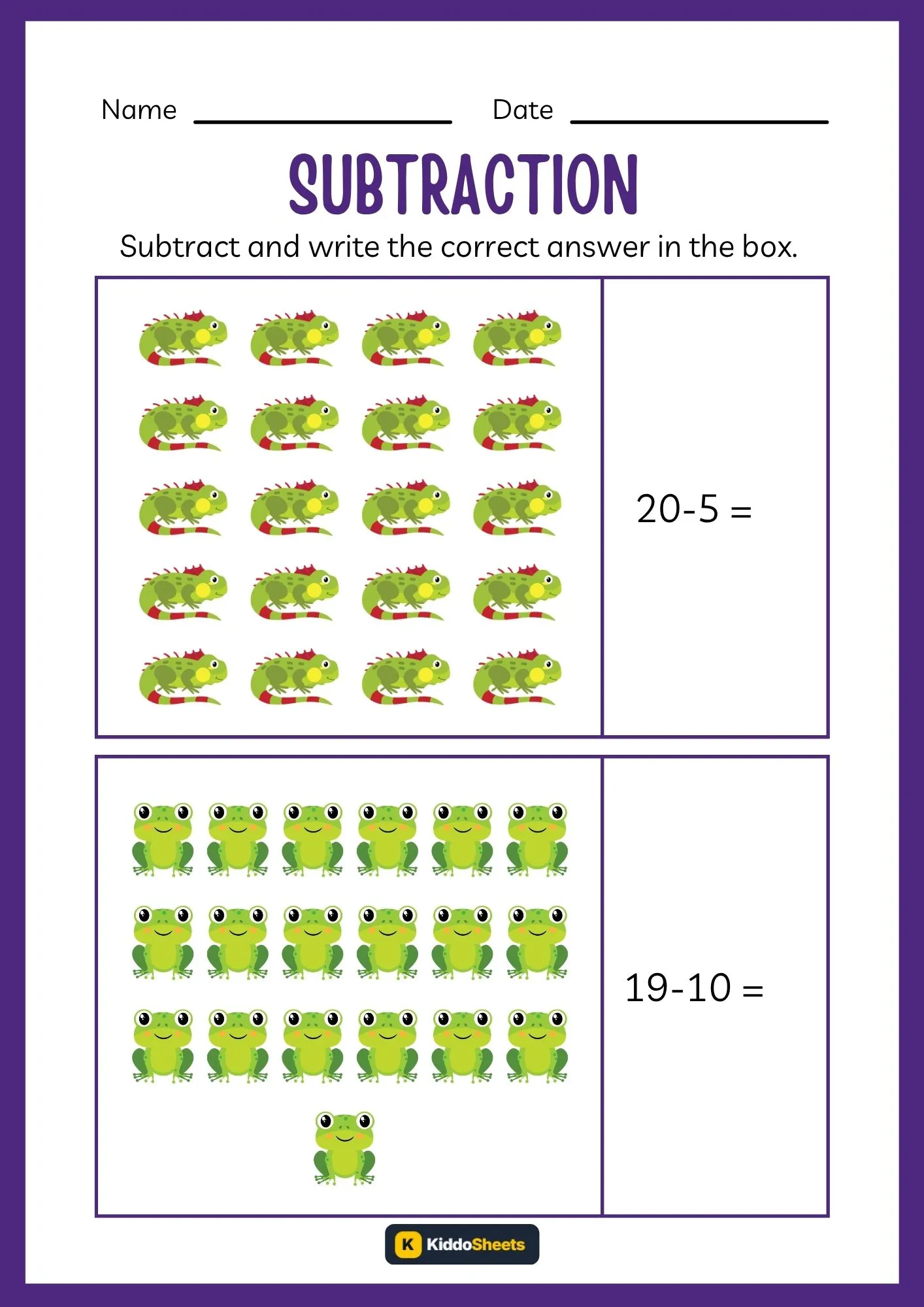 Subtract and Write the Correct Answer Worksheets (15)