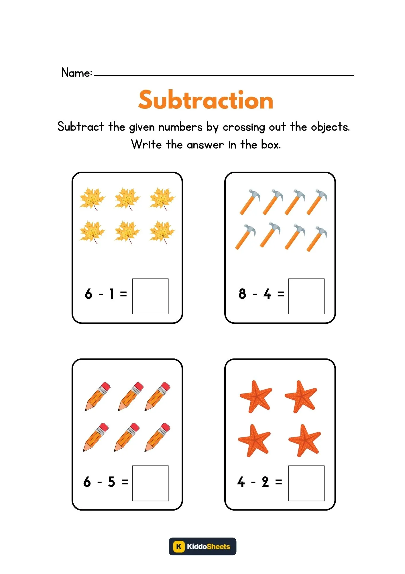 Subtract and Write the Correct Answer Worksheets (22)