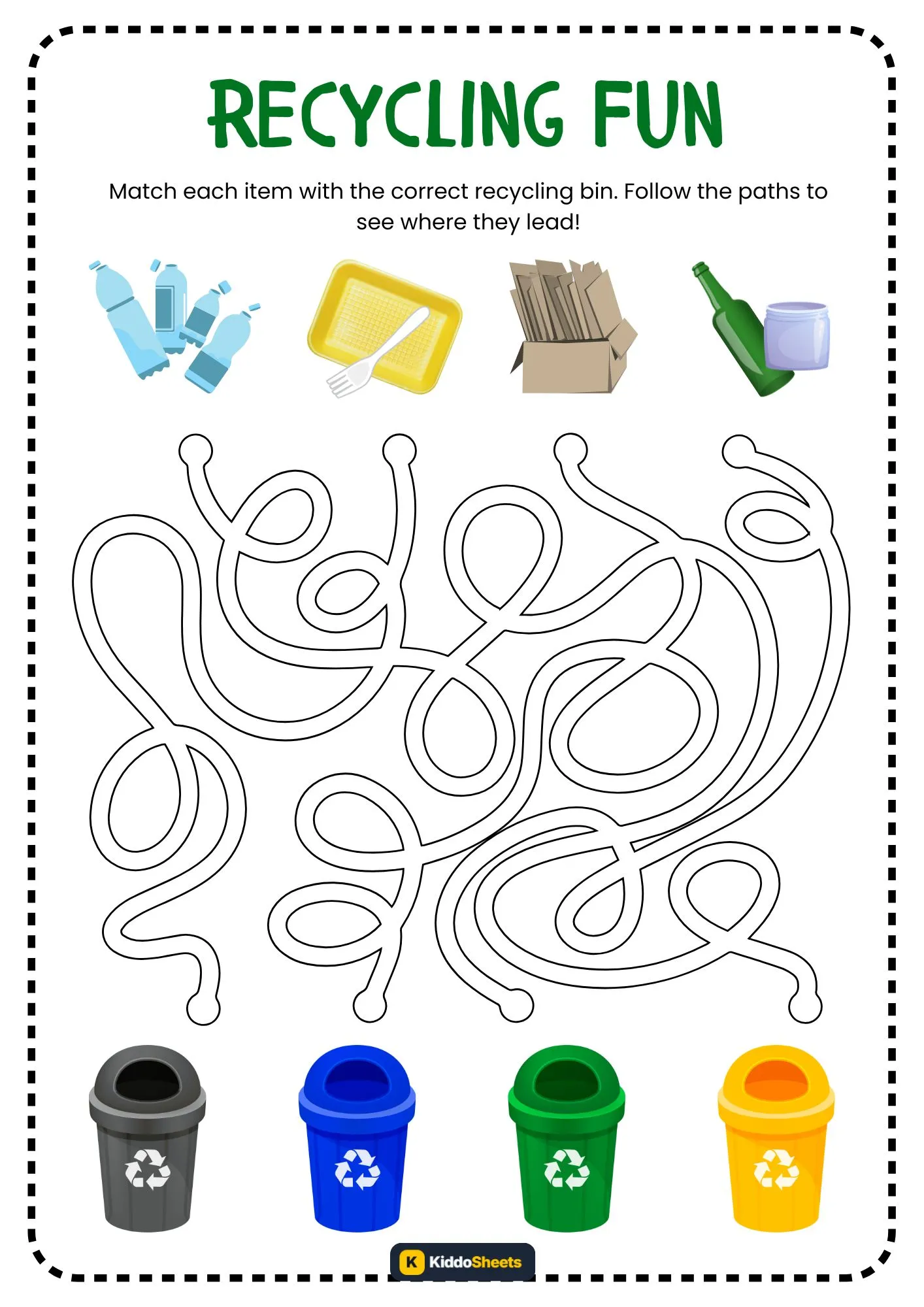 Recycling Maze Worksheet