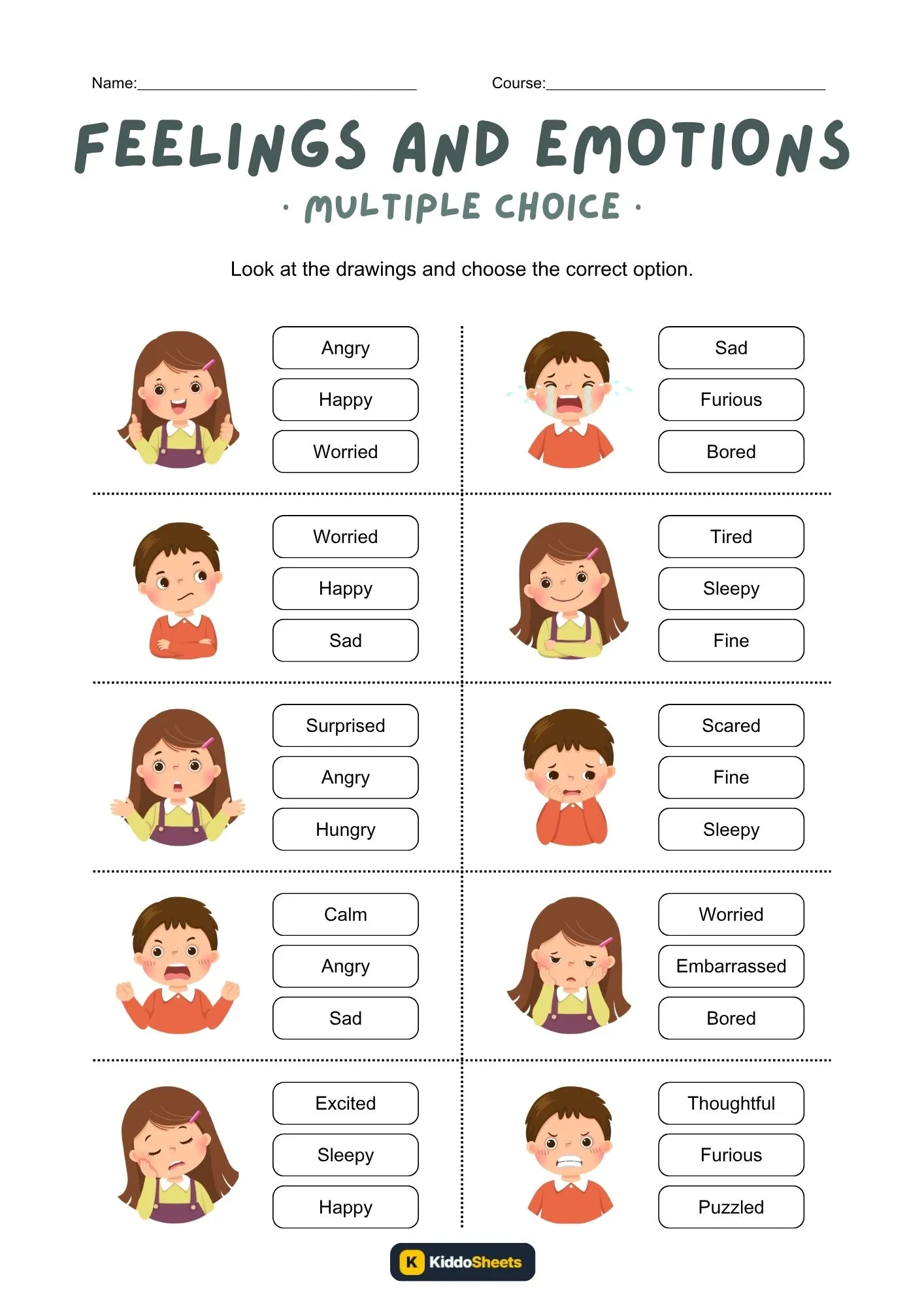 Feelings and Emotions Worksheets