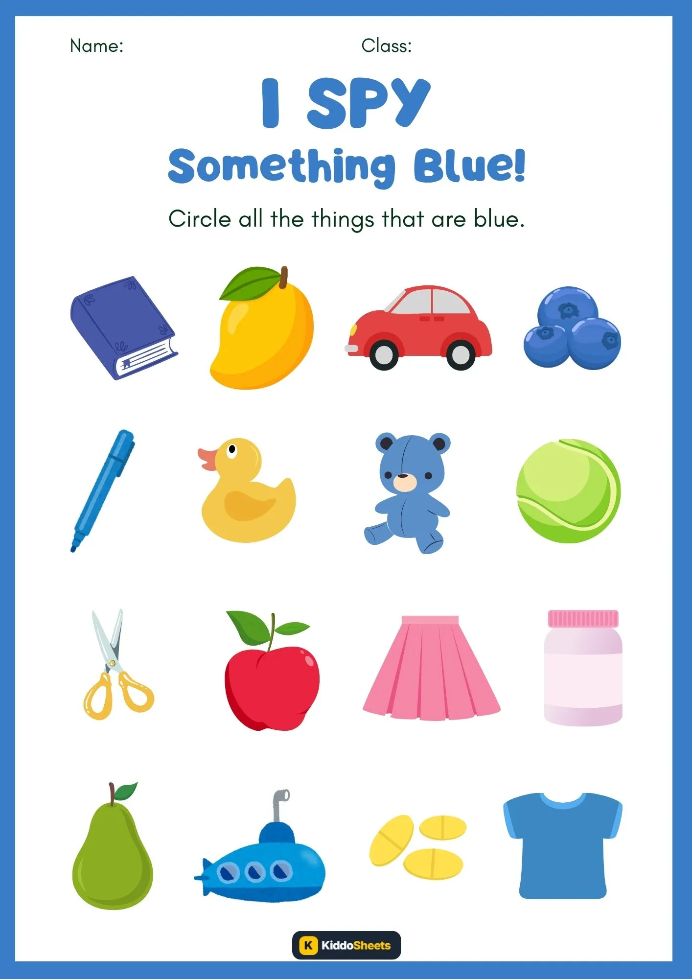 I Spy Something Blue - Kids Worksheets