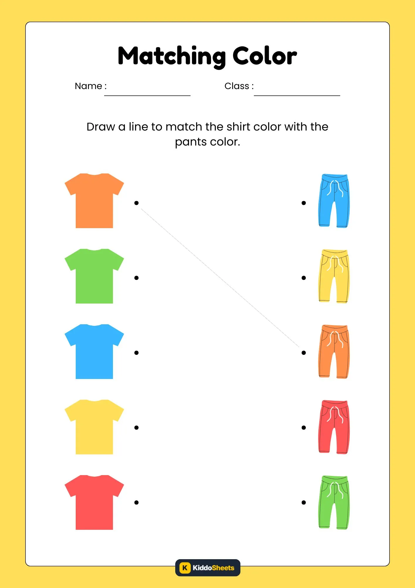 Matching Shirt and Pants Color Worksheet