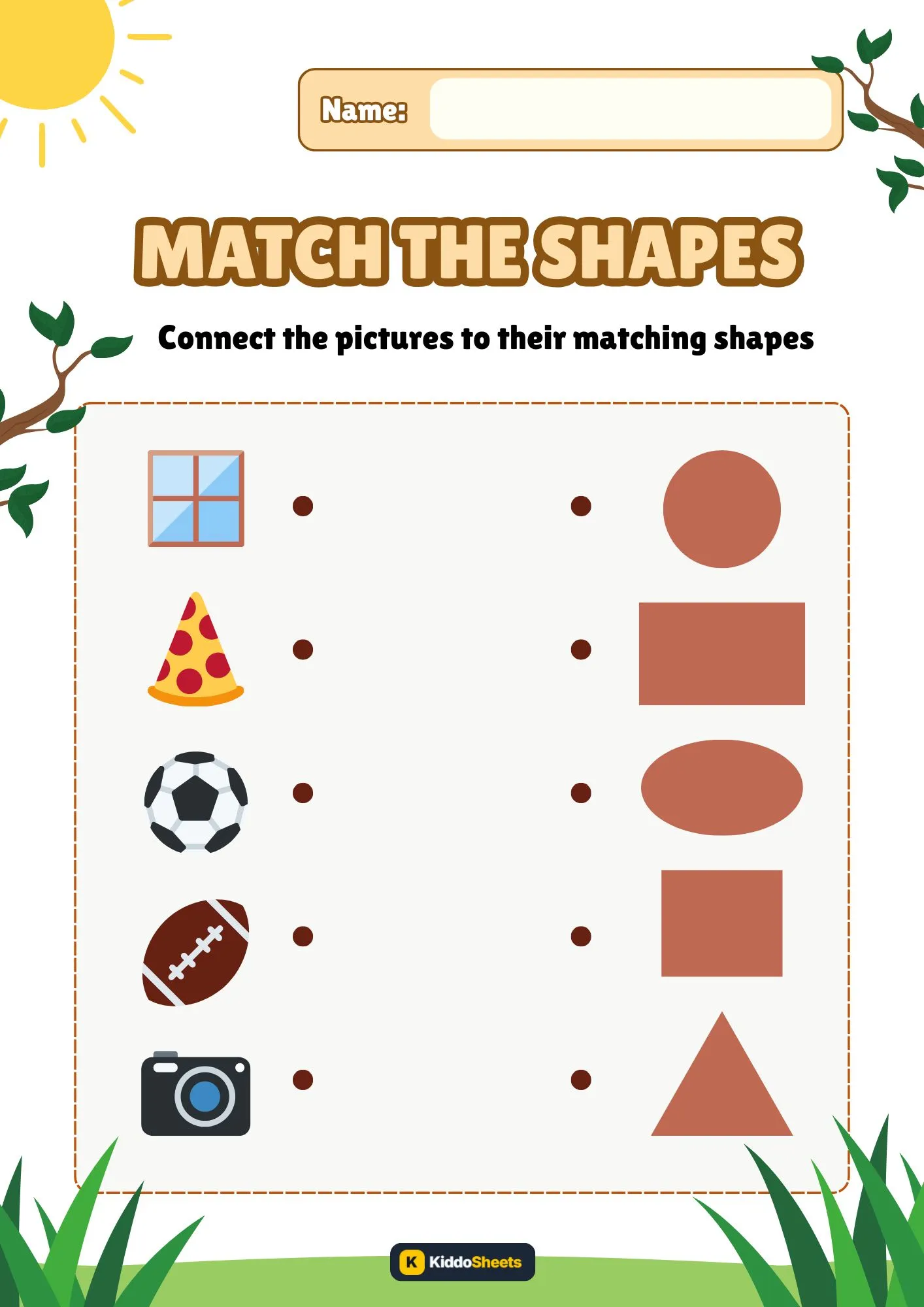 Match The Shapes with Pictures Worksheet