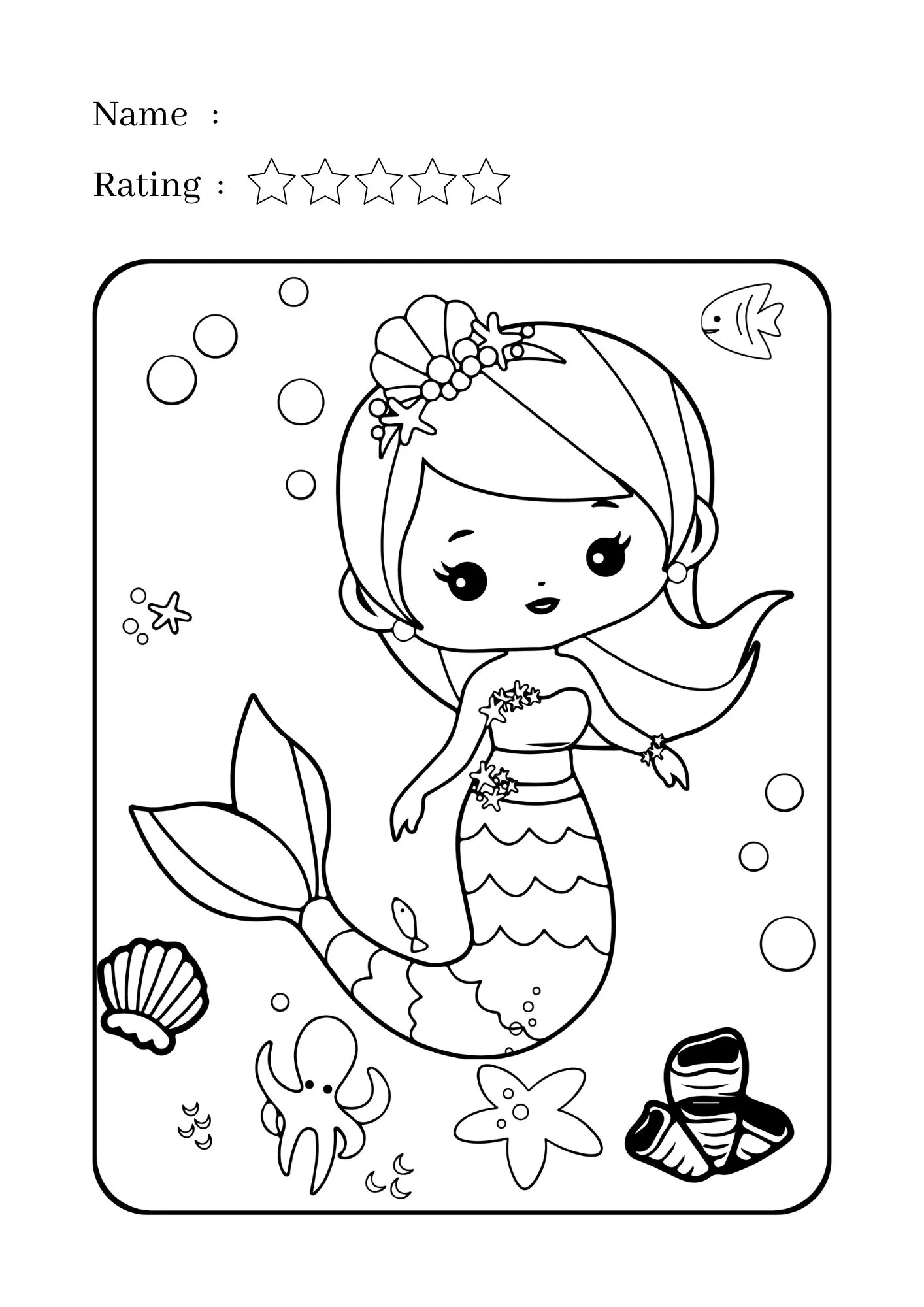 Little Mermaid and Friends Coloring Worksheet