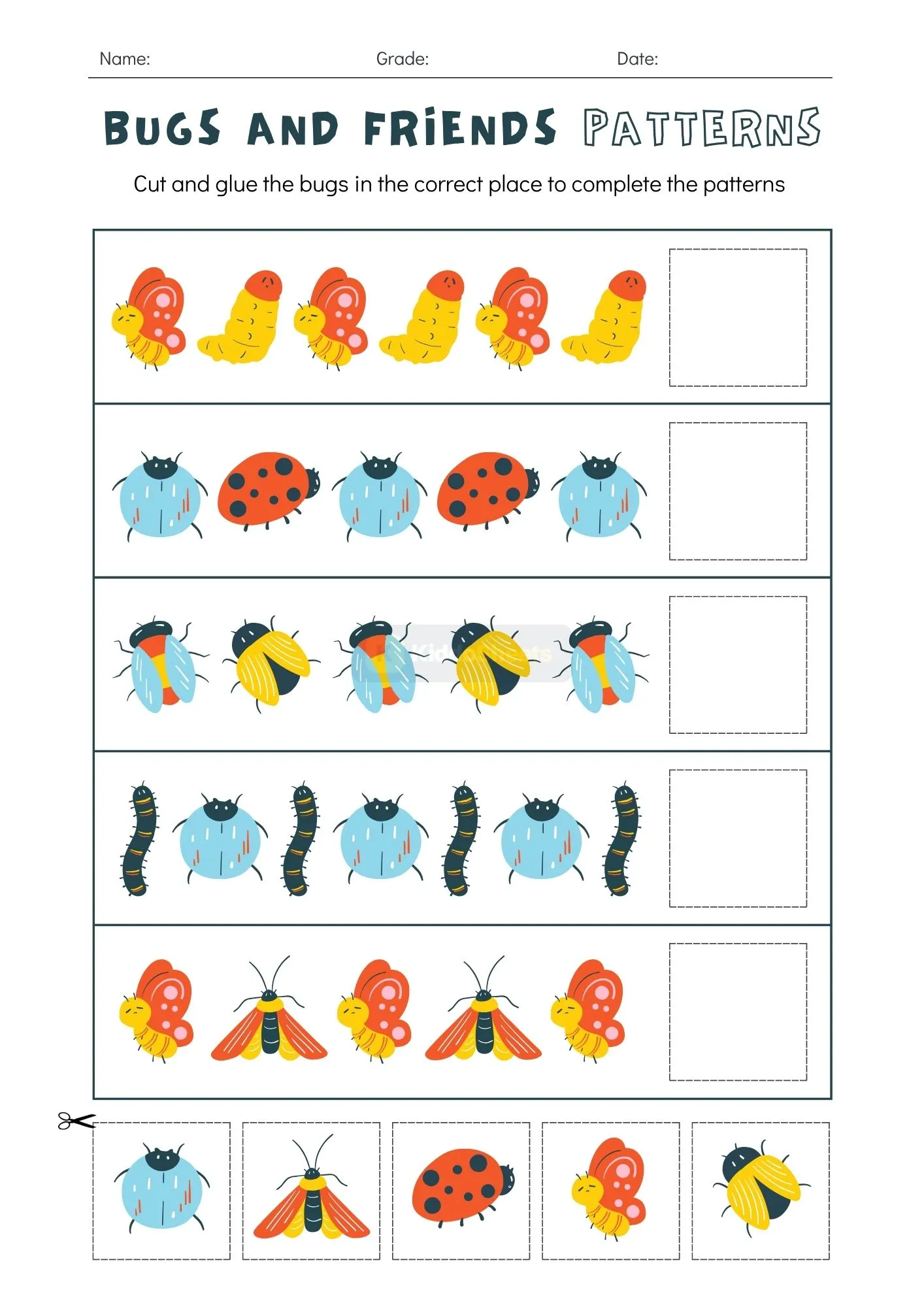 Find the Patterns Cut and Glue Worksheet 2