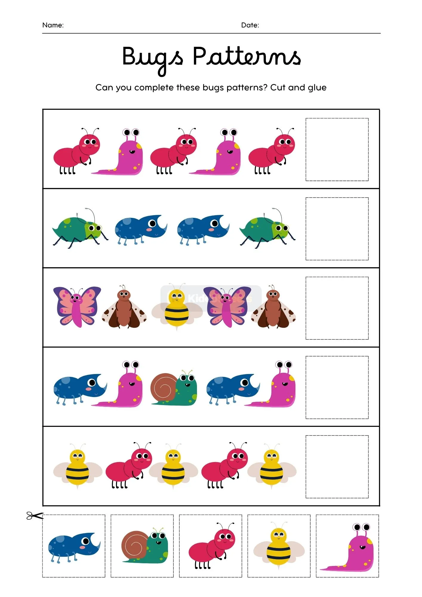 Find the Patterns Cut and Glue Worksheet 1