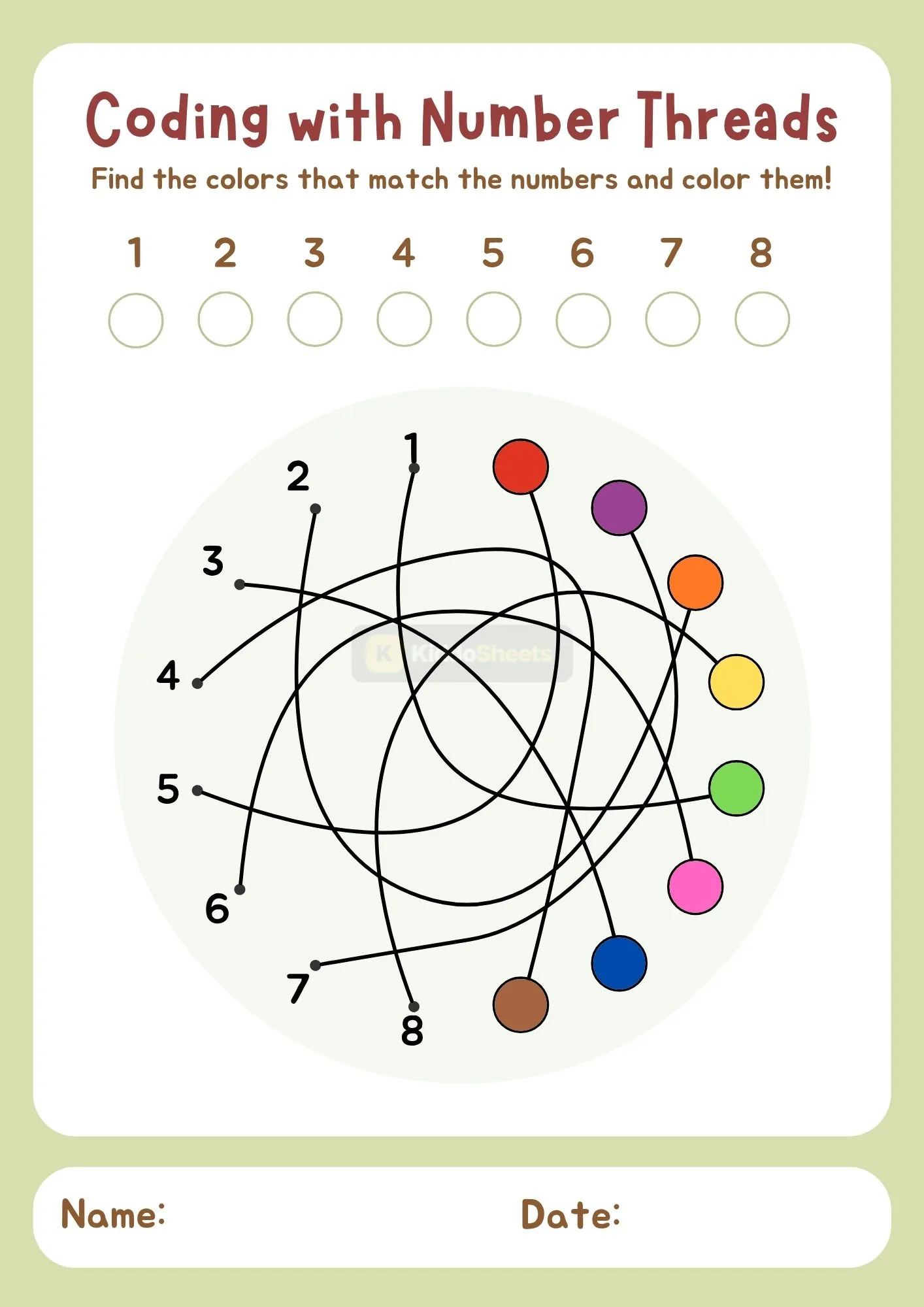 Coding with Number Threads Worksheets