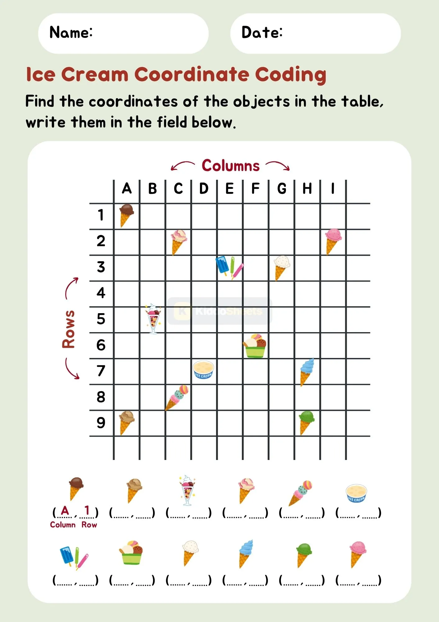 Find the Coordinates Worksheet 1