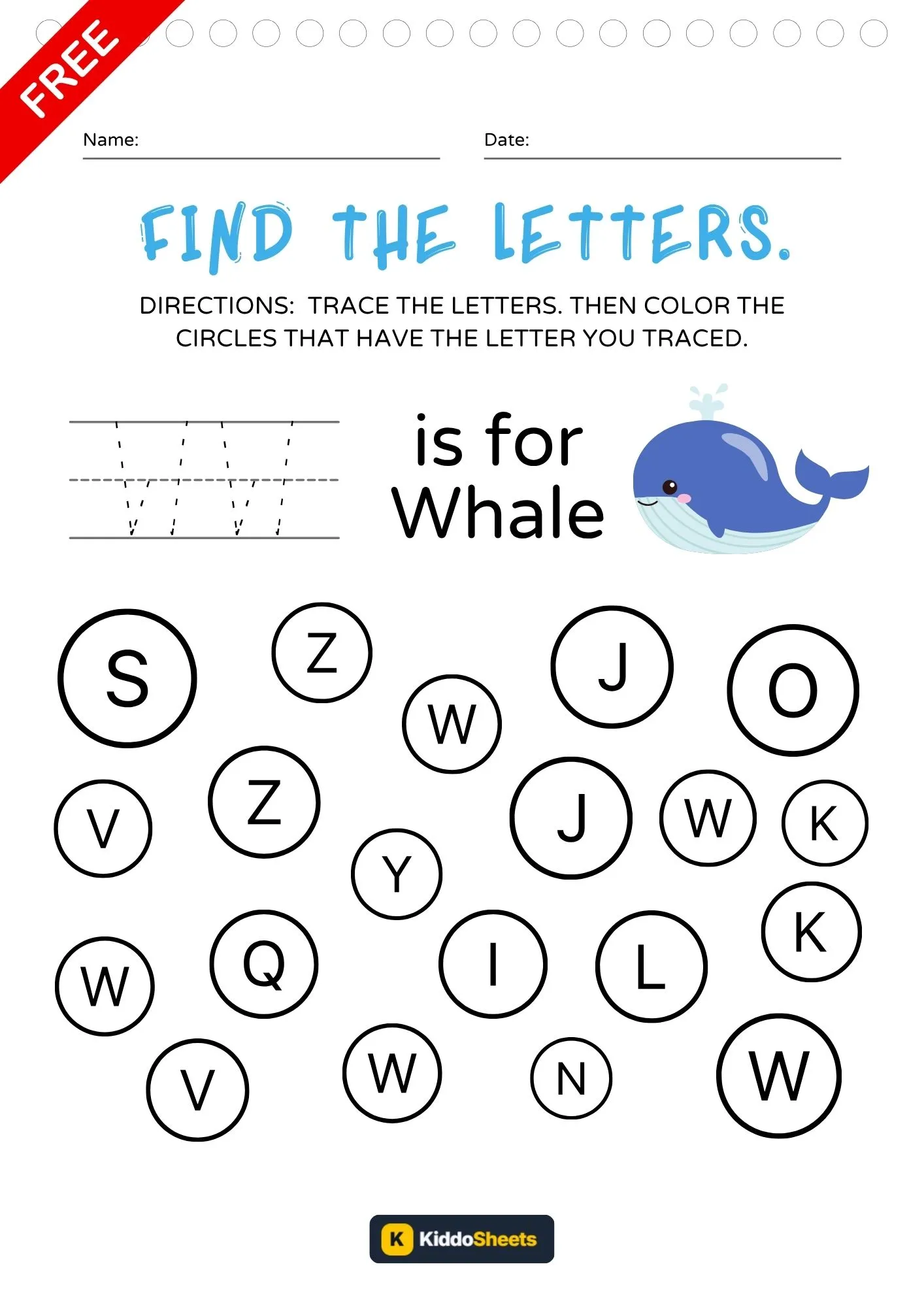 Trace and Coloring the Letters W