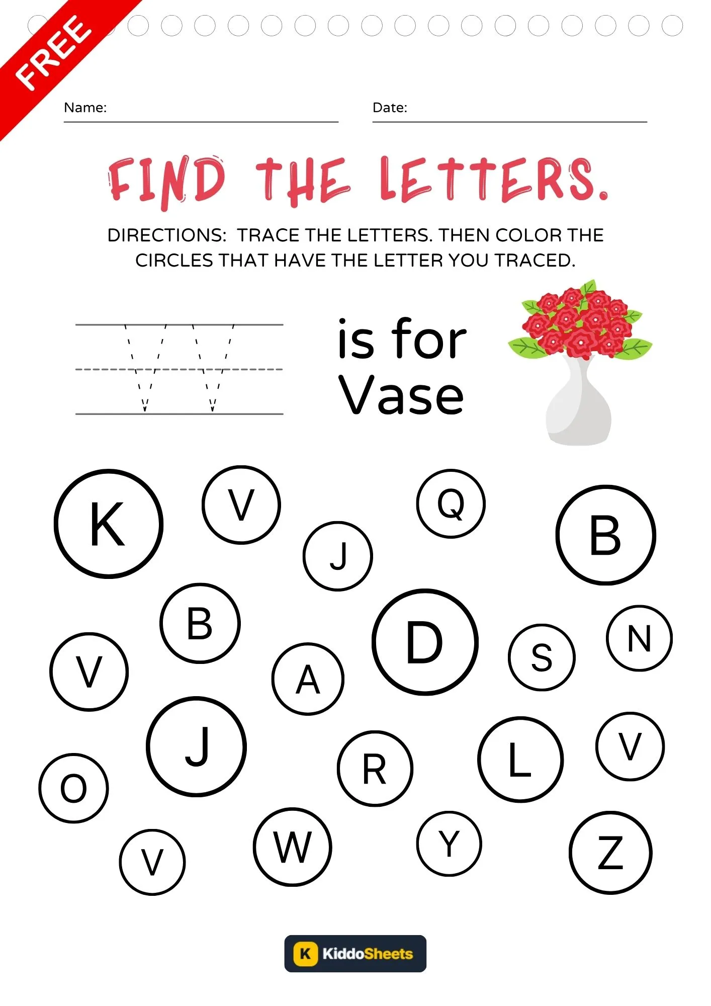 Trace and Coloring the Letters V